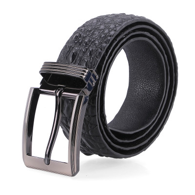 Thắt Lưng Nam Da Cá Sấu Gai Bụng Bản Lớn Đầu Kim Huy Hoàng HT4228 - Đen