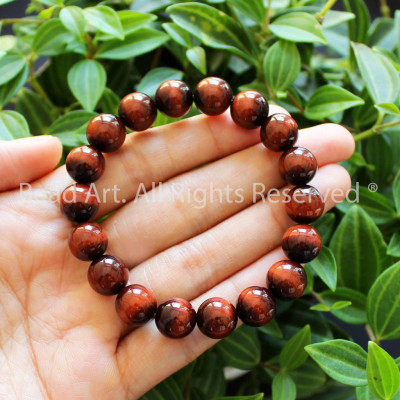 Vòng Tay Mắt Hổ Đỏ (Red Tiger Eye) Tự Nhiên 10MM Loại AA, Phong Thuỷ, Chuỗi Hạt, Yoga