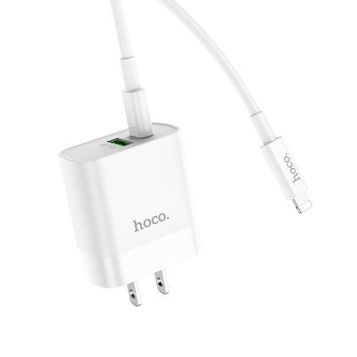 Bộ Sạc Nhanh Cho Iphone PD20W Hoco C80/C80A/C109 2 cổng Usb và Type-C kèm dây sạc Type-C sang iPhone 1M Sạc 0-50% Pin trong 30 phút - Hàng chính hãng