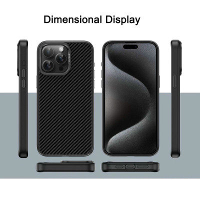 Ốp lưng dành cho iPhone 15 Pro max vân carbon hiệu Likgus Carbon Synthetic Fiber - Hàng chính hãng
