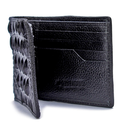 HC2210-11-12-43 - Bóp nam Huy Hoàng da cá sấu gai lưng màu đen, nâu đỏ, vàng bò, nâu đất