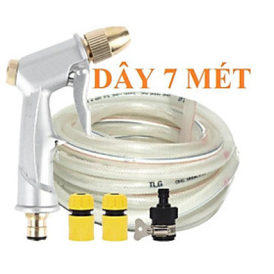  Bộ dây vòi xịt nước rửa xe,tưới cây .tăng áp 3 lần,loại 7m,10m 206701 đầu đồng, cút,nối nhựa đ+tặng túi đựng bút