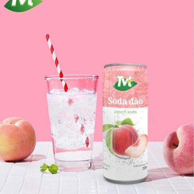 [Lốc 06 lon 320ml] Soda Đào TVT - Nước cốt đào tự nhiên cùng soda nhẹ nhàng