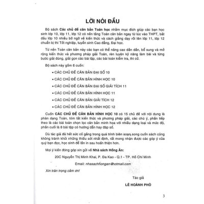 Sách - Phương Pháp Giải Các Chủ Đề Căn Bản Hình Học Lớp 10 - Biên Soạn Theo Chương Trình GDPT Mới - Hồng Ân