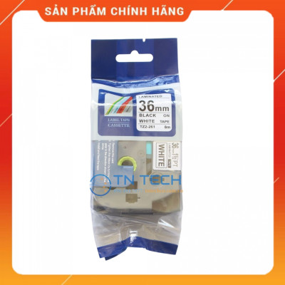 Nhãn In Tz2-261 - Đen nền trắng 36mm x 8m - Dùng cho máy in BROTHER - AIMO - PUTY [Hàng nhập khẩu]