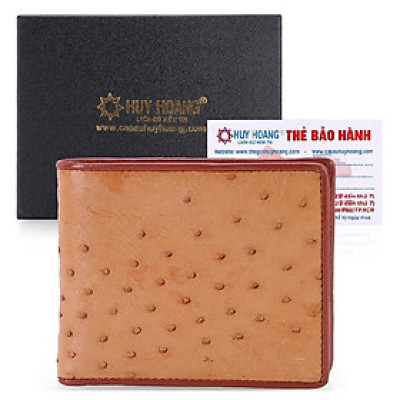 HP2419 - Bóp nam Huy Hoàng da đà điểu da bụng màu vàng bò