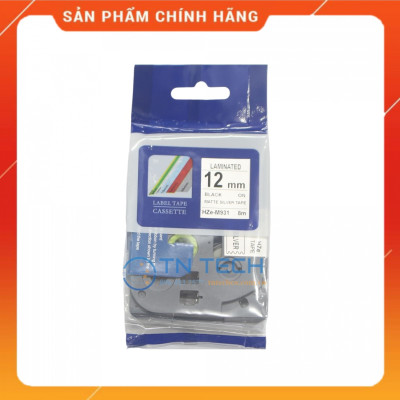 Nhãn In HZE-M931 - Đen nền bạc 12mm x 8m - Dùng cho máy in BROTHER - AIMO - PUTY [Hàng nhập khẩu]