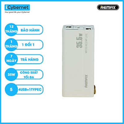 Củ sạc nhanh đa năng 5 cổng Remax RPP-U66 công suất 35.5W (4USB +1 typeC) - Hàng chính hãng