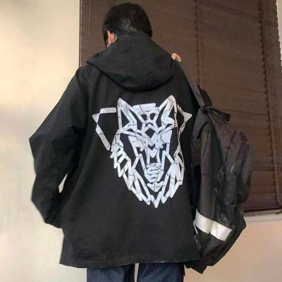 ÁO KHOÁC DÙ 2 Lớp Nam Nữ Đầu Sói In Nổi M1430 Chống Nắng