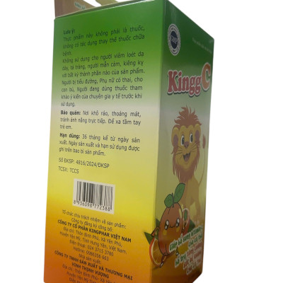 Viên ngậm Kingg C (Hộp 30 gói * 10 viên ngậm )- Hỗ trợ tăng cường sức đề kháng cho cơ thể