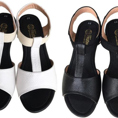 Giày sandal nữ Trường Hải da bò thật đế cao su không trơn dép cao 2.5cm dép thời trang cao cấp SDN074