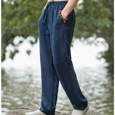 Quần dài nam chất linen cao cấp, quần suông trơn nam phù hợp  mọi lứa tuổi, có chun rút eo