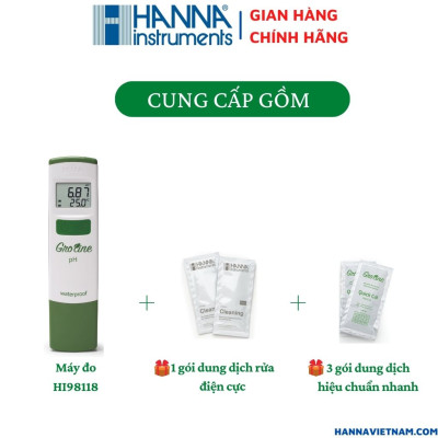 Bút đo pH/Nhiệt độ chống thấm nước trong thủy canh HANNA HI98118 - Hàng chính hãng