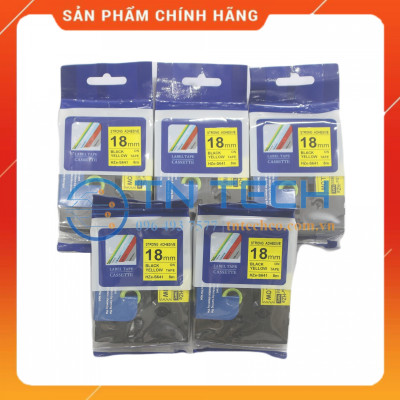 Nhãn In HZE-S641 - Đen nền vàng 18mm x 8m - Dùng cho máy in BROTHER - AIMO - PUTY [Hàng nhập khẩu]