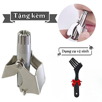 Dụng cụ cắt tỉa lông mũi bằng thép không gỉ máy cắt lông mũi an toàn tiện lợi kèm cọ vệ sinh sang trọng - Hàng Chính Hãng