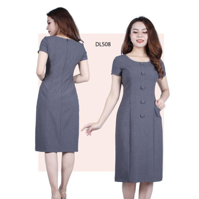 Đầm Suông Phối Nút Che Bụng Gọn Eo ThoiTrangXinh DL508