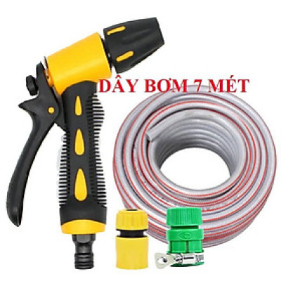 Bộ dây vòi xịt nước rửa xe, tưới cây , tăng áp 3 lần, loại 7m, 10m 206319 cút sập,nối nhựa v + túi đựng bút 