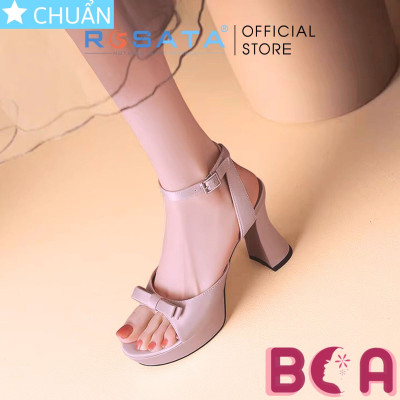 Giày cao gót nữ hở mũi 8p RO660 ROSATA tại BCASHOP đính nơ xinh xắn và thời trang, điệu đà với bề mặt vải cao cấp