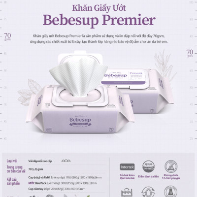 Khăn Ướt Hàn Quốc Primier 70 TờThương Hiệu Bebesup