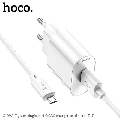 Bộ củ cáp sạc nhanh 18W, QC3.0A cổng usb ra micro, sạc nhanh điện thoại android C109A - Hàng chính hãng