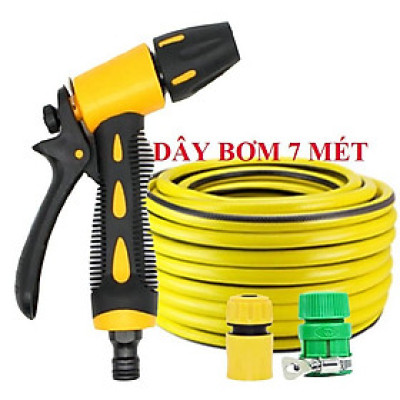 Vòi Xịt️Evoucher Bộ dây vòi xịt nước rửa xe, tưới cây , tăng áp 3 lần, loại 7m, 10m 206319 cút sập, nối PE 