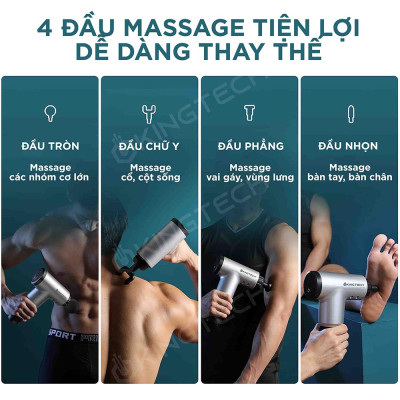 Máy Massage Cầm Tay KINGTECH KH-320 - 6 Cấp Độ, Hỗ Trợ Mát Xa Chuyên Sâu, Giảm Đau Cơ, Cứng Khớp - Quà Tặng Cho Sức Khỏe