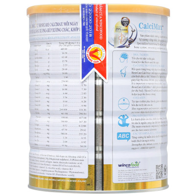 Sữa bột Wincofood Bonecare Calcimax+ 850g dành cho người từ 18 tuổi trở lên bổ sung canxi - Collagen và đường Isomalt phòng ngừa loãng xương, giúp chống lão hóa đẹp da và ngừa tiểu đường.