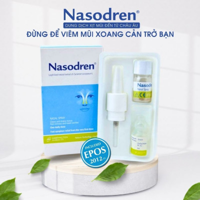 [MUA 1 TẶNG 1] Xịt giảm nhanh Viêm Xoang NASODREN - Giúp hỗ trợ chữa trị và cải thiện ngay tình trạng ngạt mũi, viêm mũi dị ứng, đau nhức đầu do Xoang cấp và mãn tính - hiệu quả cao, tiết kiệm chi phí - 100% thảo dược tự nhiên