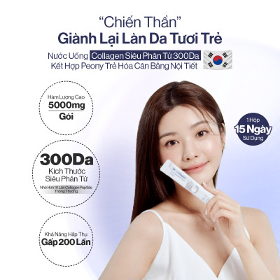 NƯỚC UỐNG COLLAGEN GILAA SIÊU PHÂN TỬ 300DA GILAA KẾT HỢP PEONY TRẺ HÓA CÂN BẰNG NỘI TIẾT (20g x 15 gói)