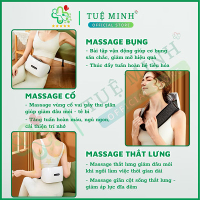 Đai Massage Bụng Hỗ Trợ tan Mỡ Bụng, Xoa Bóp Cùng Lúc Làm Nóng, Mát Xa Cổ Vai Lưng Đùi Megou TY-308 BH 1 Năm