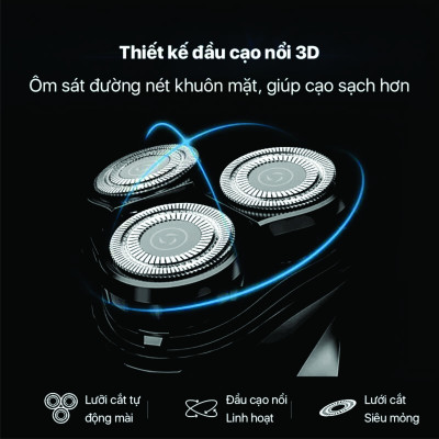 Máy cạo râu Enchen BlackStone , lưỡi cạo nổi 3D ôm mặt, Pin sạc siêu bền, cáp sạc type C