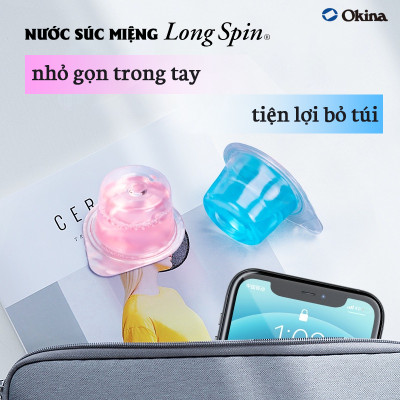 Nước súc miệng bỏ túi OKINA dòng LONG SPIN X Nhật Bản hương Bạc Hà – Túi 10 hũ x 14ml