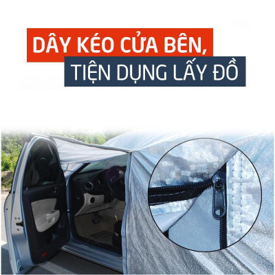 Bạt Phủ xe Ô Tô Bạt phủ xe hơi - áo trùm che phủ xe hơi nhôm bạc 4 chỗ đến 7 chỗ 