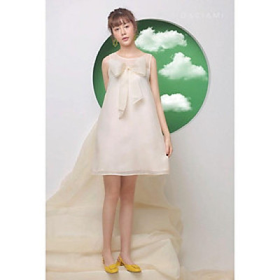 Baciami-Đầm Voan Ngắn Tay Nơ Ngực