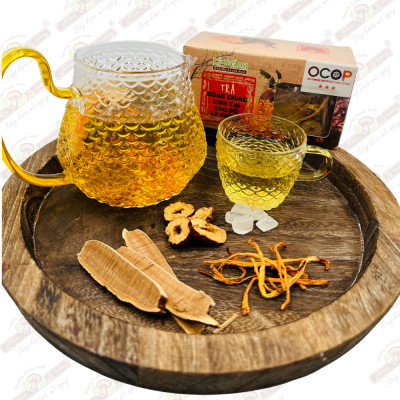 Trà Đông Trùng Linh Chi Táo Đỏ Lý Tưởng 55g, Hộp Trà Gồm 8 Gói Nhỏ, Sản Phẩm Đạt Chứng Nhận OCOP 3 Sao Của Thành Phố Hà Nội