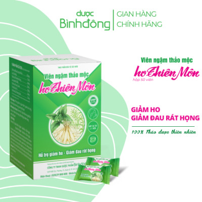 Viên ngậm thảo mộc ho Thiên Môn Dược Bình Đông dạng viên xé - Hỗ trợ giảm ho, giảm đau rát họng