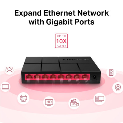 Bộ Chia Mạng 8 Cổng Gigabit MERCUSYS MS108G - Switch 10/100/1000Mbps - Hàng Chính Hãng