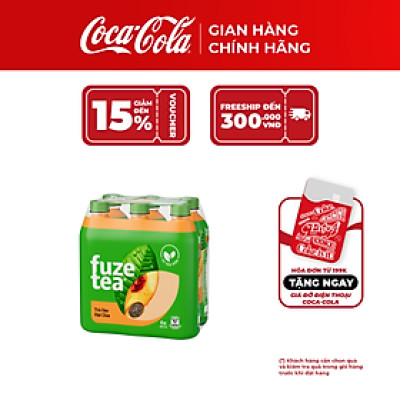 Lốc 6 chai trà đào và hạt chia Fuzetea+ 450ml/chai Coca-Cola Official Store_TK