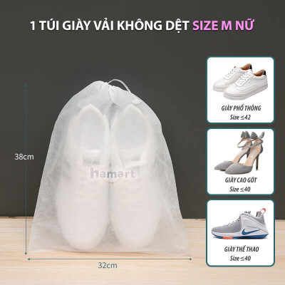 Túi Đựng Giày Đa Năng Vải Không Dệt Có Dây Rút Du Lịch Bảo Quản Giày Dép Chống Bụi Bẩn Ố Vàng