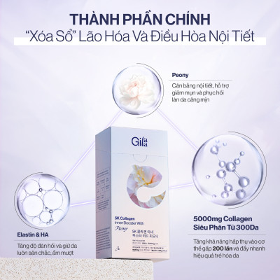 NƯỚC UỐNG COLLAGEN GILAA SIÊU PHÂN TỬ 300DA GILAA KẾT HỢP PEONY TRẺ HÓA CÂN BẰNG NỘI TIẾT (20g x 15 gói)