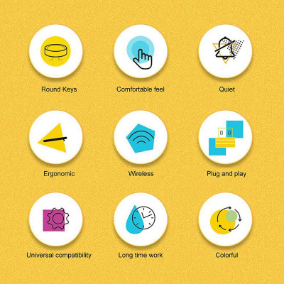 Bàn phím không dây BOW K221 2.4G 96 phím tròn thiết kế tiện dụng di động nhỏ cho IOS / Windows Xanh