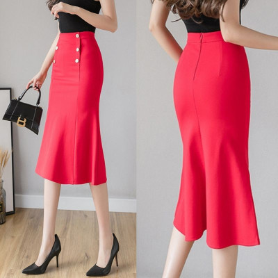 Chân váy đuôi cá dáng midi, Lưng cao, Ôm body, Độ dài 60cm phong cách công sở thanh lịch vải co giãn 4 chiều New Design CV015A