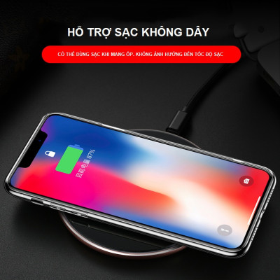 Ốp Lưng Kính Cường Lực Trong Suốt Hoàn Toàn. Lưng Kính Không Ố Vàng, Viền Máy Dẻo Cho Iphone X/ XS/ XS Max/ XR/ 7/8 Plus