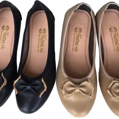 IÀY BÚP BÊ TRƯỜNG HẢI  DA BÒ  MỀM MÀU ĐEN  NƠ XINH SANG TRỌNG MŨI GIÀY TRÒN, ĐẾ MỀM DẺO BÊN CHẮC VÀ THỜI TRANGBB012