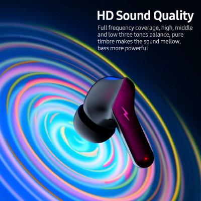 Tai nghe Ajazz A1 TWS BT5.0 thiết kế tiện dụng cho chơi game, thể thao,Điều khiển cảm ứng trên màn hình hiển thị kỹ thuật số - Màu vàng