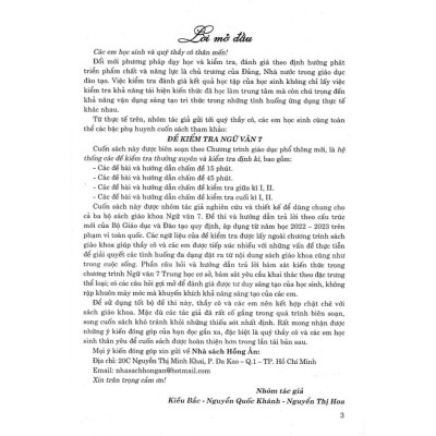Sách - Đề Kiểm Tra Ngữ Văn Lớp 7 - 15 Phút - 1 Tiết - Học Kì - Theo Chương Trình GDPT Mới - Hồng Ân