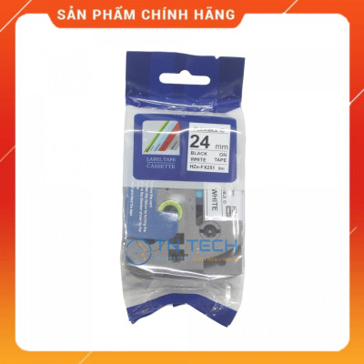 Nhãn In HZE-FX251 - Đen nền trắng 24mm x 8m - Dùng cho máy in BROTHER - AIMO - PUTY [Hàng nhập khẩu]