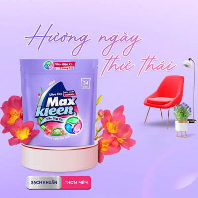 Túi viên giặt xả MaxKleen Hương ngày thư thái (34 viên/ túi)