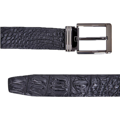 Thắt Lưng Nam Da Cá Sấu Gai Bụng Bản Lớn Đầu Kim Huy Hoàng HT4228 - Đen