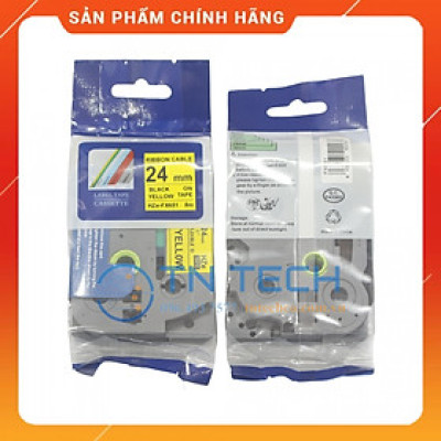Nhãn In HZE-FX651 - Đen nền vàng 24mm x 8m - Dùng cho máy in BROTHER - AIMO - PUTY [Hàng nhập khẩu]